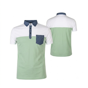 Camisa Polo Verde Menta para Hombre, Personalizada, de Alta Calidad, Manga Corta, Informal, para Golf, con Diseño de Bolsillo de Mezclilla, Transpirable, para Verano - Product Image 1