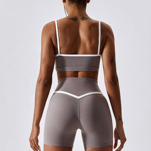 Nouveaux ensembles de shorts de yoga, ensemble deux pièces, élastique, respirant, séchage rapide, sans manches, ensembles de shorts de yoga pour femmes, prix de gros - Product Image 4