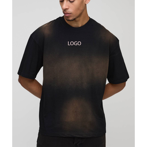 เสื้อยืดผู้ชายสไตล์วินเทจสีซีดจางแบบขายส่ง เสื้อเจอร์ซีย์พิมพ์ลายกราฟิกแบบกำหนดเอง เสื้อโอเวอร์ไซส์แนวสตรีทเรโทร เสื้อลำลองผู้ชาย - Product Image 1