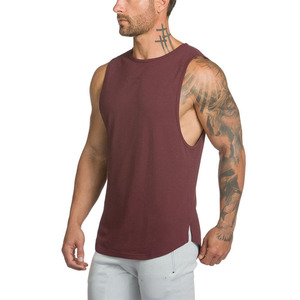 Men's Solid Color Sleeveless Tank <b>Top</b> O-Neck Knitted Casual Wear <b>Maroon</b> - Product Image 1