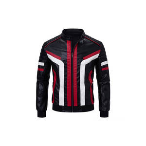 Vestes en cuir noir véritable de haute qualité pour hommes, mode hiver tendance avec logo avant, vente en gros, fermeture à glissière - Product Image 1