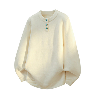 <b>Men's</b> Classic <b>Long</b> <b>Sleeve</b> <b>Henley</b> Sweater Button Neck Knitted Pullover Warm Soft Casual Winter Knitwear OEM ODM Wholesale - Product Image 2