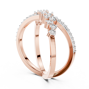 Bague pour femme en or rose 18 carats avec cluster de diamants de laboratoire croisés, certifiée taille brillant, idéale pour mariage, fiançailles, soirée, glamour - Product Image 3