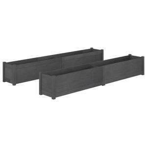 Ensemble de 2 grands bacs à plantes en pin massif gris, grands pots et jardinières - Product Image 2