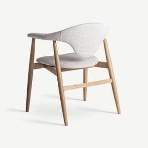 Silla de Comedor Contemporánea con Detalles en Bouclé, Silla de Madera Minimalista de Lujo para Restaurante y Hotel - Product Image 3