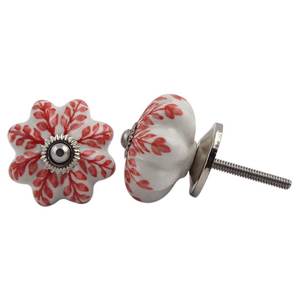 Hermosa Perilla de Cerámica con Diseño de Hoja Roja para Muebles, Tirador Artesanal para Cajones de Cocina, Armarios y Guardarropas, Venta al por Mayor - Product Image 2