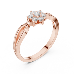 Anillo de Compromiso con Racimo de Flores de Diamantes Chapado en Oro Rosa para Mujer, Banda Infinita, Joyería Fina Minimalista, Regalo - Product Image 3