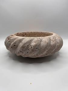 Bol en travertin naturel de qualité supérieure, fait main, décoratif, pour servir des fruits, pour la décoration moderne de la maison et de la cuisine - Product Image 1