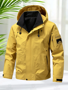 Veste imperméable pour hommes, veste Softshell à capuche avec fermeture éclair, coupe-vent, manteaux de randonnée et de camping, manteaux légers pour le printemps et l'automne - Product Image 5