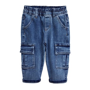 Pantalones Cargo de Mezclilla Sueltos y Cómodos para Niños, Estilo Vintage, con Cintura Elástica de Poliéster, Spandex y Algodón, Jeans Suaves con Múltiples Bolsillos y Bordados - Product Image 5