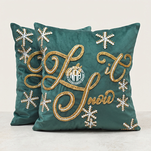 Beige Square Christmas Tree Embroidered Cushion <b>Cover</b> Gold Decorative Throw <b>Pillow</b> <b>Cover</b> Luxury Home Decor - Product Image 4