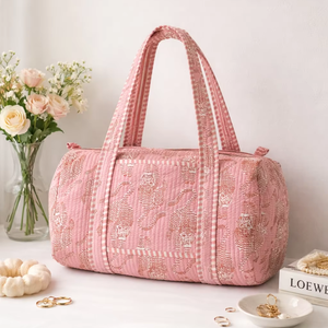 Sac de voyage matelassé en coton à imprimé tigre avec fermeture éclair et doubles poignées |   Sac de sport unisexe léger 20-35L pour le week-end - Product Image 1