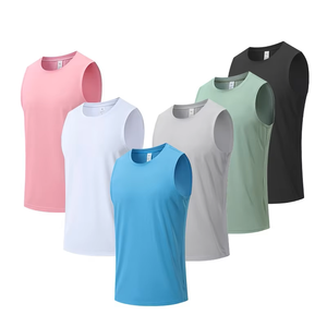Custom Logo Sporty Breathable Knitted Sleeveless Light Weight Men's Training Tank <b>Tops</b> Back <b>Reflective</b> Strip Cool Dry Running - Product Image 2