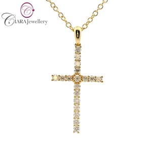 HOT SELLING DIRECT FACTORY PRICE 18K <b>WHITE</b>/YELLOW <b>GOLD</b> DAILY WEAR NATURAL DIAMOND <b>CROSS</b> PENDANT - Product Image 1