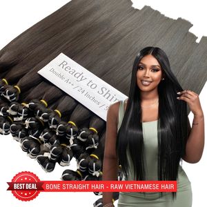 High Quality Virgin Remy Hair Extensions Raw Vietnamese <b>Mirror</b> Bone Straight Hair in Large Stock with Fast Shipping - Product Image 3
