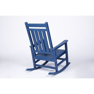 Set da Giardino 3 Pezzi per Tutte le Stagioni con 2 Sedie a Dondolo e Tavolino Laterale Effetto Legno Blu Navy - Product Image 6