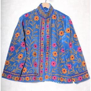 Chaqueta de terciopelo tejido transpirable, acolchada y bordada a mano, con estampado floral, cuello alto y manga larga, abrigo de invierno para mujer - Product Image 5
