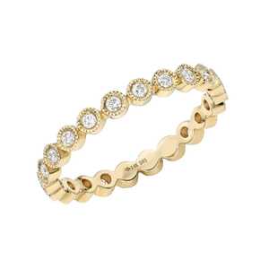 Anillo Apilable Delicado con Diamante Cultivado Redondo, Oro Sólido de 14K/18K, Engaste de Bisel, Anillos de Boda Minimalistas y Delicados, Venta al por Mayor - Product Image 1