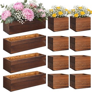 <b>Rustic</b> Acacia <b>Wood</b> Planter with Rope Handle - Wholesale B2B - Product Image 3