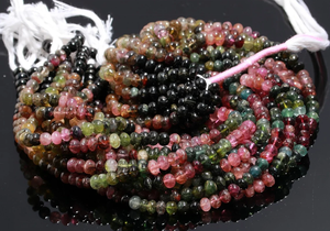 Piedras preciosas sueltas Rondelle lisas de turmalina de 7mm naturales para hacer joyas multiturmalina con diseño liso - Product Image 4