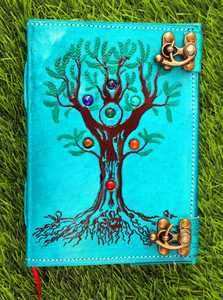 สมุดบันทึกหนังแท้ลายต้นไม้ 7 จักระ สมุดบันทึกปกแข็งแบบบาง ขายส่ง - Product Image 2