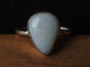 Bague de mariage australienne en opale solide, sertie de style classique, en argent, pierre de naissance d'octobre, taille 5US, bijoux faits à la main, cadeau pour - Product Image 3