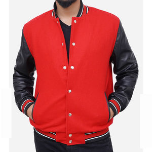 Chaqueta universitaria de lana de alta calidad con logotipo personalizado para hombre, tipo bomber, con cierre de botones, bolsillos y letras estilo Letterman, para béisbol. - Product Image 1