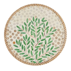 Dark Rattan Woven <b>Placemat</b> Black Mother of Pearl Inlay Vietnam Handmade Mat <b>for</b> Bold <b>Tables</b> - Product Image 2
