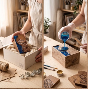 Handcrafted Personalized Urn for Human Ashes - <b>Memorial</b> <b>Keepsake</b> Pet Urn - Rosewood Resin Mountains Urn <b>box</b> - Product Image 5