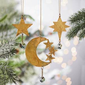 Golden Moon And <b>Stars</b> Metal Ornament Vintage Handicraft Christmas Decor - Product Image 4