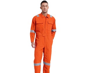 <b>Men's</b> Orange Hi Visibility Work <b>Overalls</b> With Reflective Strips Cotton Coveralls Jumpsuit Dustproof Dungarees - Product Image 2