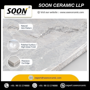 SOON CERAMIC Prix direct usine Blanc neige Bookmatch Calcite Grande dalle polie Moderne Écologique Design 3D pour l'aménagement intérieur - Product Image 4