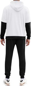 Men 2 Piece Tracksuit Outfit Contrast Color Patchwork Hoodie Sweatshirt Sweatpants Casual Jogging Sweatsuit <b>Set</b> - Product Image 2