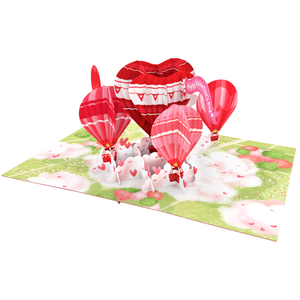 Tarjeta 3D Pop-Up al por Mayor para el Día de San Valentín, Tarjeta de Felicitación con Globo Aerostático, Tarjeta 3D Romántica Hecha a Mano, Impresión Offset - Product Image 4