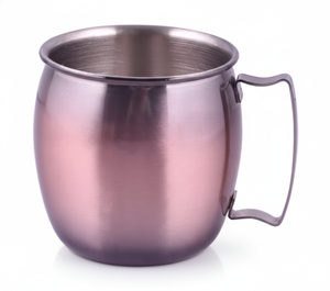 Mug profond avec couvercle, poignée en bakélite, mug de voyage en acier inoxydable, poignée, double paroi, mug à bière, vaisselle, forme de baril avec cuivre - Product Image 1