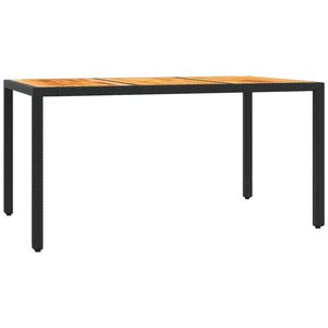Ensemble de salle à manger de jardin noir 6 places, plateau en teck, structure en métal, résistant aux intempéries, mobilier d'extérieur au design contemporain - Product Image 4
