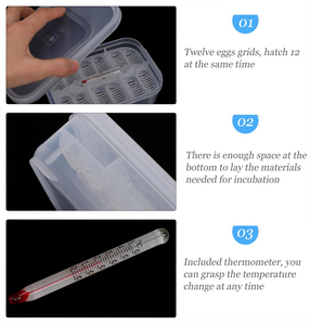 Xách tay 12-Cell PP lồng ấp nhựa dễ dàng-to-carry đơn vị với nhiệt độ chính xác đo lường cho tối ưu Pet hộp ấp trứng - Product Image 5