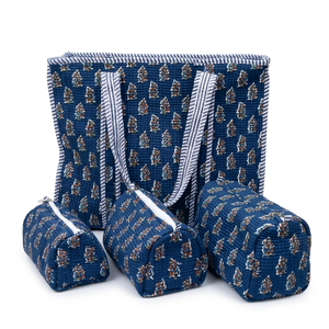 Juego de 4 Bolsas de Viaje Acolchadas de Estilo Bohemio, de Tela de Algodón, con Cierre, Portátiles, Ligeras, Organizadas, para Viajes de Fin de Semana y Vacaciones - Product Image 1