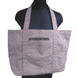 Bolso de mano de lona de algodón grande hecho a mano con estampado de bloques florales estilo bohemio logotipo y bolso de compras tejido con patrón personalizado - Product Image 1