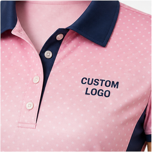 Polo Personalizado para Mujer en Rosa Marino con Bloques de Color y Micro Puntos, de Secado Rápido, Transpirable, Manga Corta, Uniforme de Golf de Alto Rendimiento WPS-0786 - Product Image 5