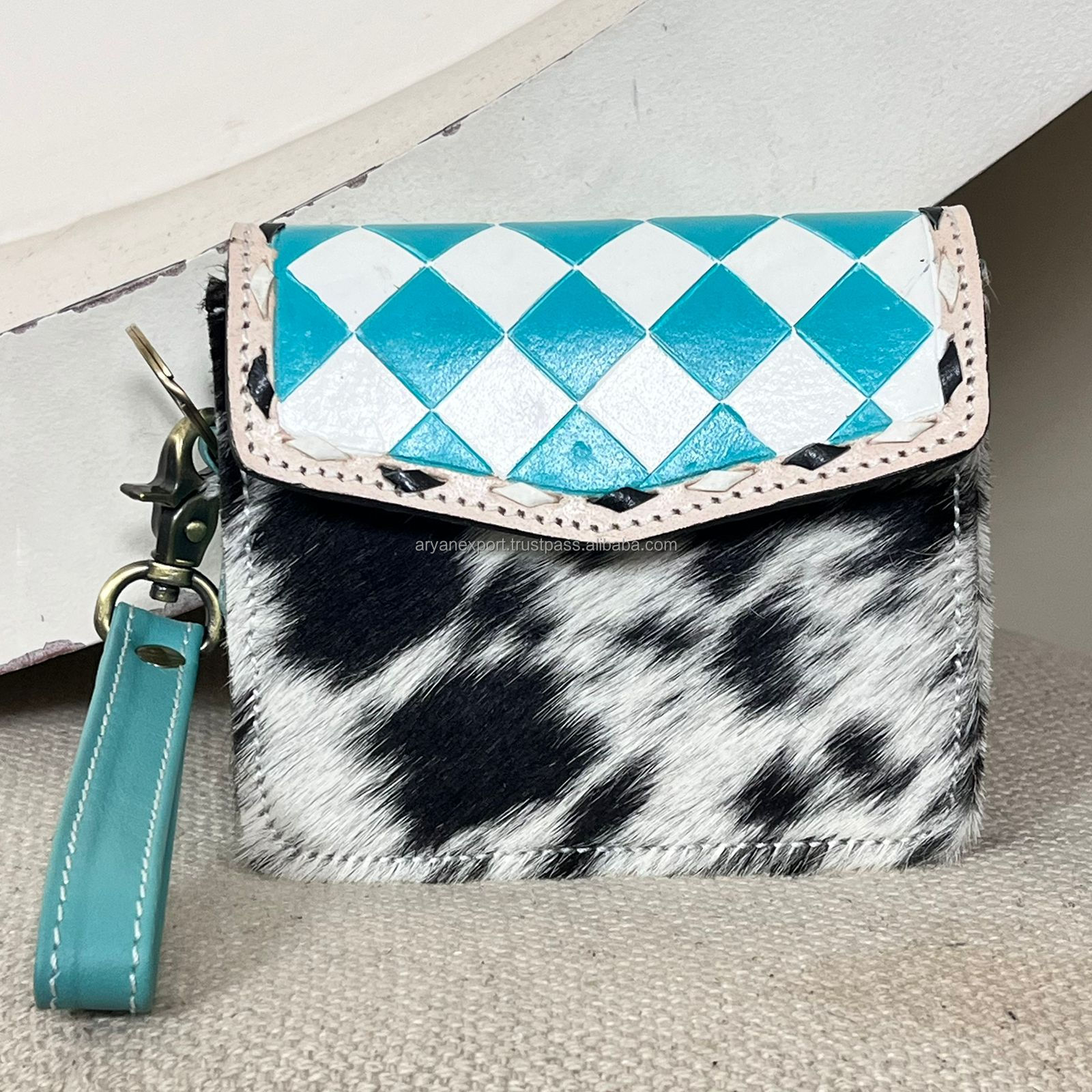 Turquoise & White Checkered