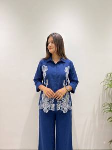 Nouvelle Collection – Ensemble en Coton Denim Brodé pour Femme, Style Designer, Entièrement Cousu, Infroissable, Séchage Rapide, Extensible - Product Image 3