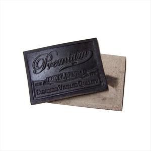 Custom Embossed Leather Patches Logo 3D Raised Badge Clothing <b>Label</b> OEM Supplier - Product Image 1
