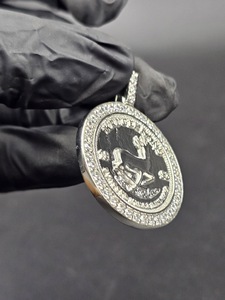 Colgante de moneda Krugerrand 1982, colgante de moneda sin circulación, colgante de plata 925, colgante de moneda de Sudáfrica 1981, colgante Iced Out - Product Image 3