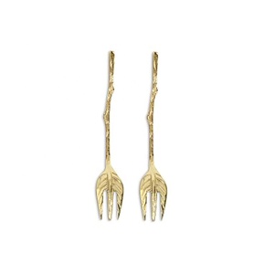 Sáng Vàng Brass Bảng Ngã Ba Với Handmade Tráng Miệng Muỗng Thỏ Thiết Kế Kết Thúc Xử Lý Royal Fruit Fork Thiết Kế Mới Trái Cây Ngã Ba Bộ - Product Image 2