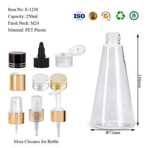 Bouteille conique en plastique PET de haute qualité OEM 250 ml, emballage cosmétique de qualité alimentaire, impression sérigraphique personnalisée, étiquette estampée à chaud - Product Image 6