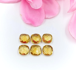 Pierre précieuse citrine naturelle AAA, jaune, taille coussin, facettée, 10*10 mm, pierre de citrine pour la création de bijoux - Product Image 2