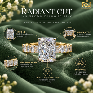 แหวนหมั้นเพชร Radiant 2 กะรัต เพชรเพาะเลี้ยงในห้องปฏิบัติการ ทองคำแท้ 9K 14K 18K |   เครื่องประดับอัญมณีชั้นดี VVS2 ประดับด้วยหินด้านข้างแบบซ่อนรูปทรง Cathedral Band - Product Image 5