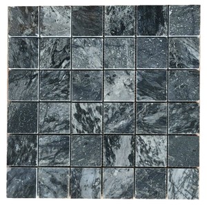 Mosaico de Mármol Negro Cuadrado, Pulido, Resistente al Agua, Ecológico, 8mm de Grosor, Moderno, para Pared Interior de Baño, 300x300mm - Product Image 2