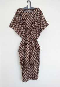 Robe kaftan en coton faite à la main à imprimé cachemire, style bohème, pour la plage, taille unique, tenue de villégiature - Product Image 2